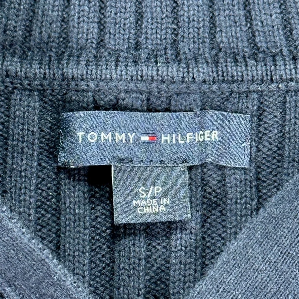 Tommy Hilfiger Sweater Women's Small Navy Blue Knit Ribbed Bling Spell Out Logo - Picture 5 of 6